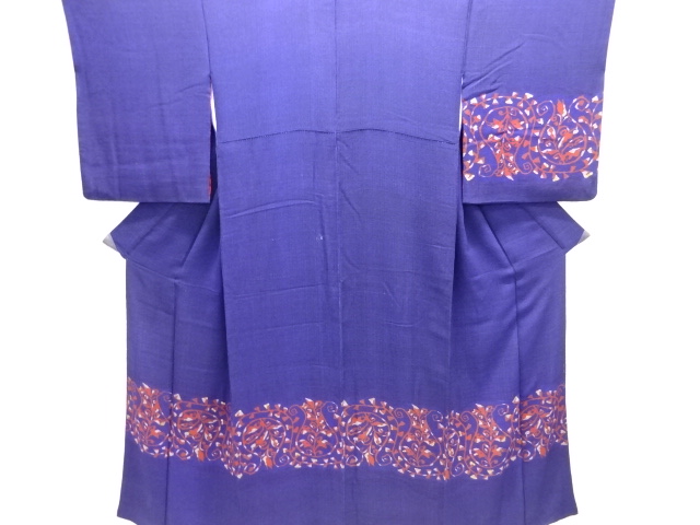 アンティーク　縮緬横段に抽象模様着物